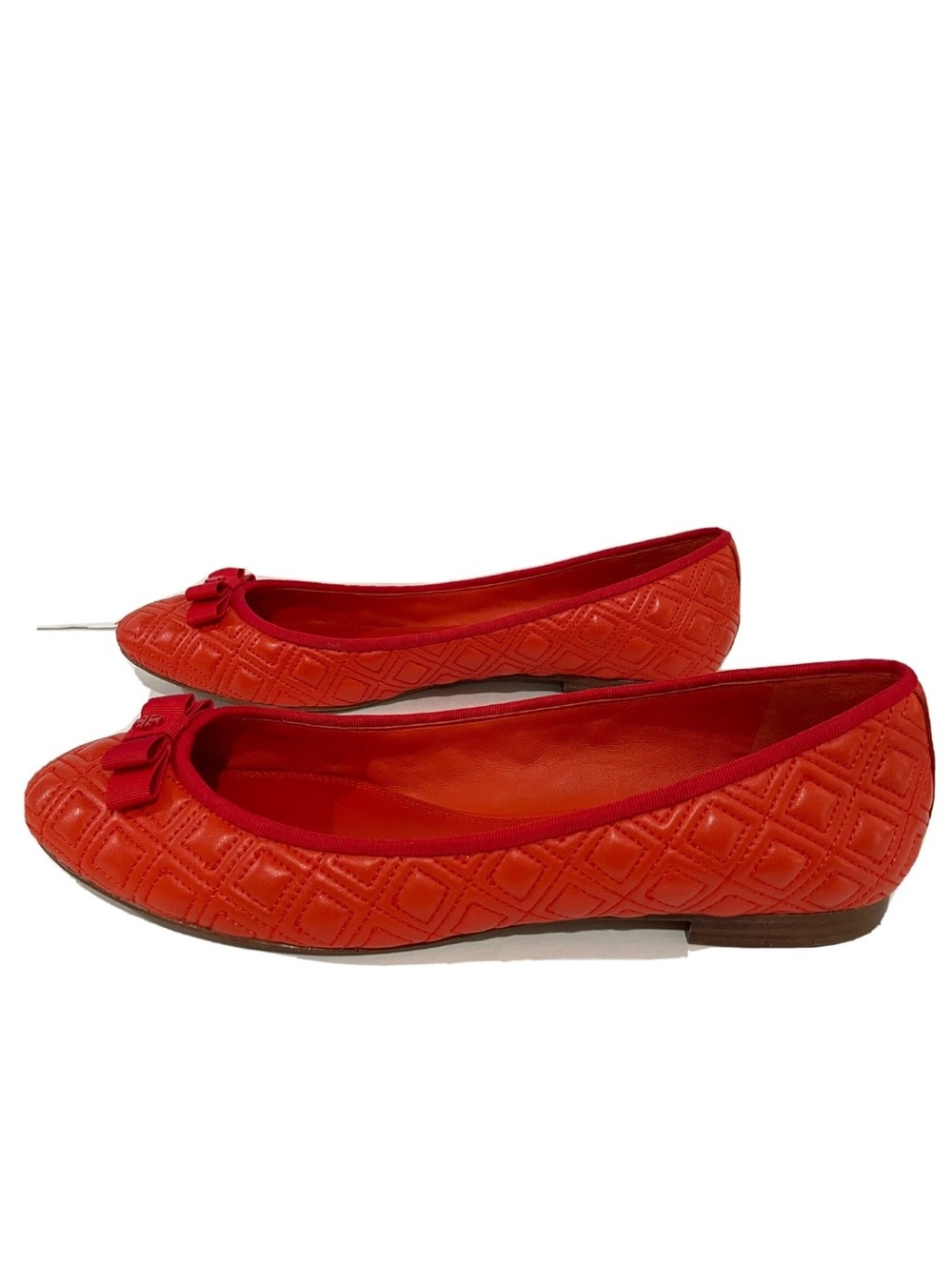 Tory Burch Red Quilted Bow Ballet Flats